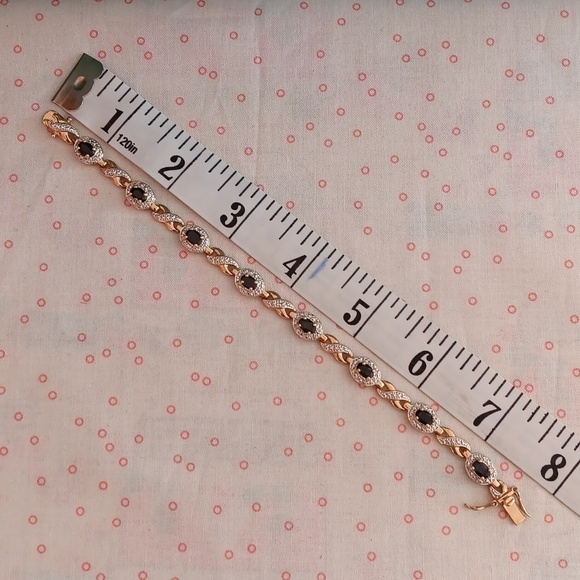 CZ Gold Tone 925 Silver Blue Rhinestone  Bracelet - Picture 3 of 6